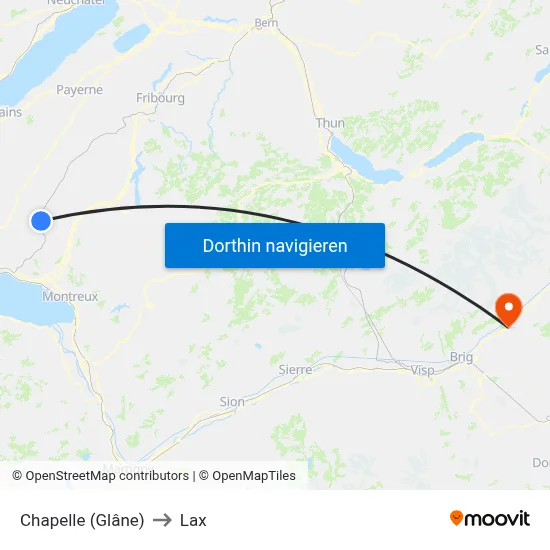 Chapelle (Glâne) to Lax map