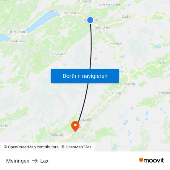 Meiringen to Lax map