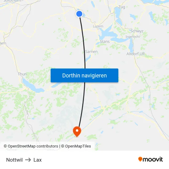 Nottwil to Lax map