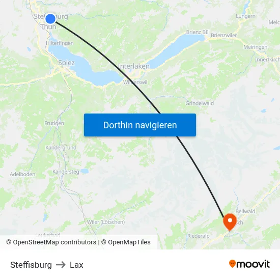 Steffisburg to Lax map
