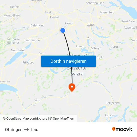 Oftringen to Lax map