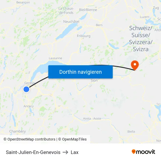 Saint-Julien-En-Genevois to Lax map