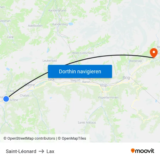 Saint-Léonard to Lax map