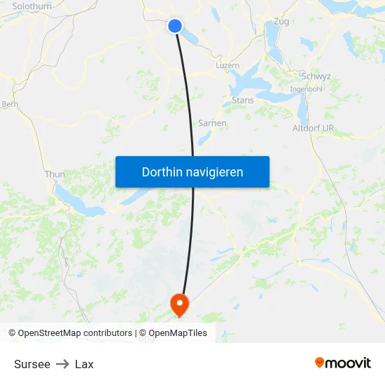 Sursee to Lax map