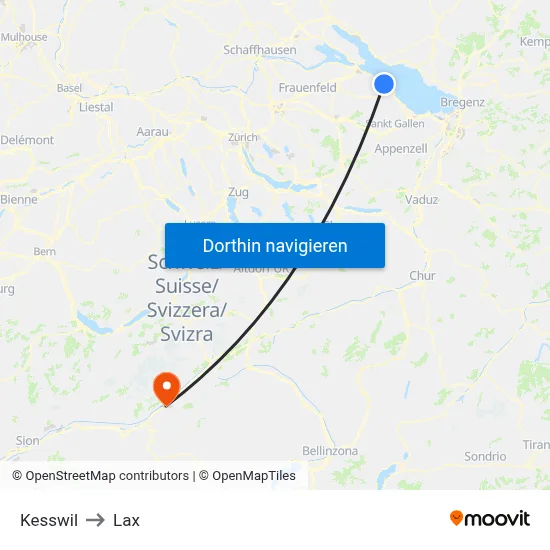 Kesswil to Lax map