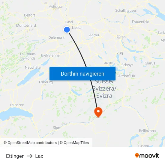 Ettingen to Lax map