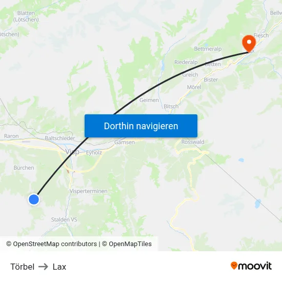 Törbel to Lax map