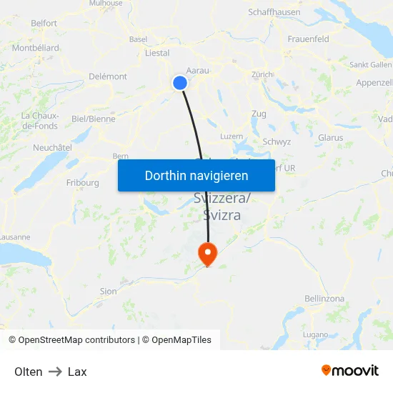 Olten to Lax map