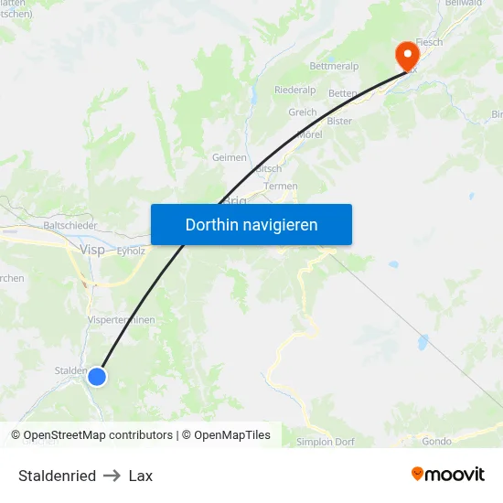 Staldenried to Lax map