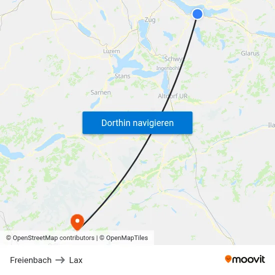 Freienbach to Lax map