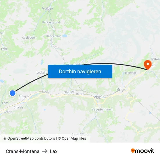 Crans-Montana to Lax map