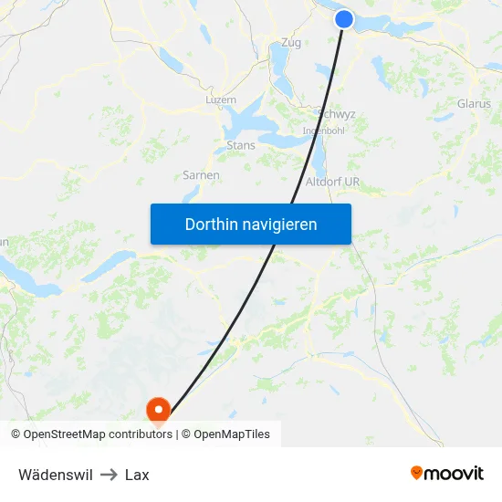 Wädenswil to Lax map