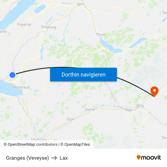Granges (Veveyse) to Lax map