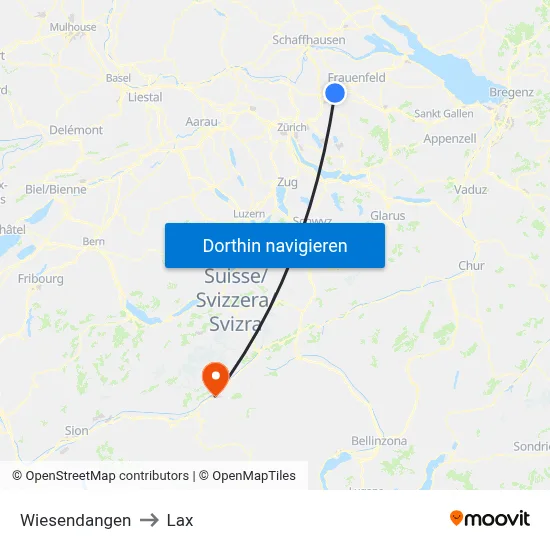 Wiesendangen to Lax map
