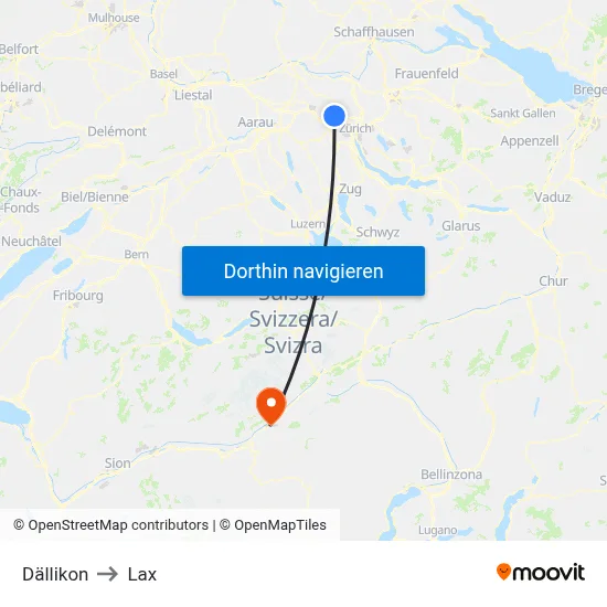 Dällikon to Lax map