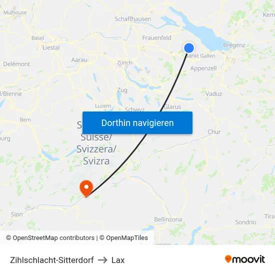 Zihlschlacht-Sitterdorf to Lax map