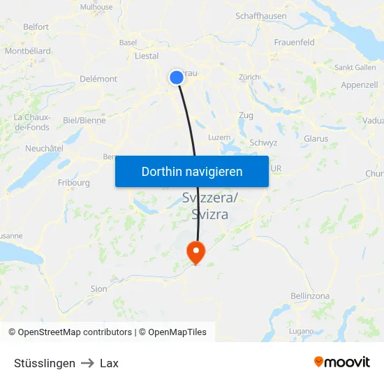 Stüsslingen to Lax map