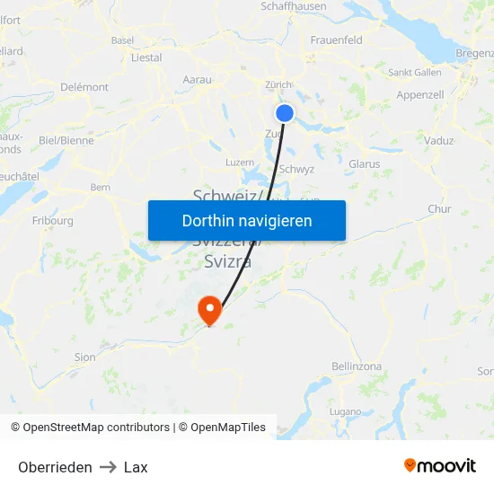 Oberrieden to Lax map