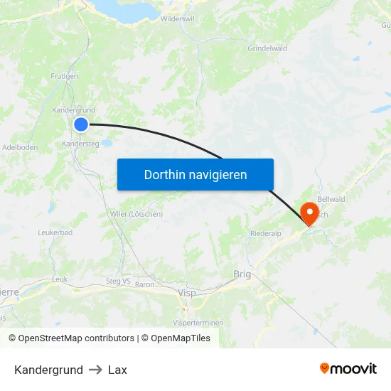 Kandergrund to Lax map