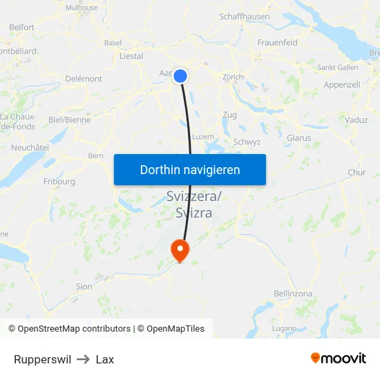 Rupperswil to Lax map