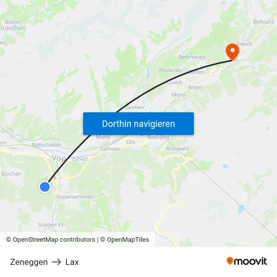 Zeneggen to Lax map