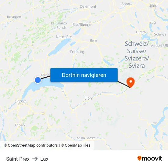 Saint-Prex to Lax map
