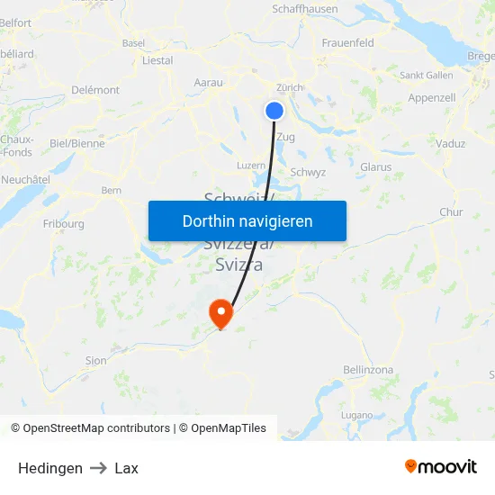 Hedingen to Lax map