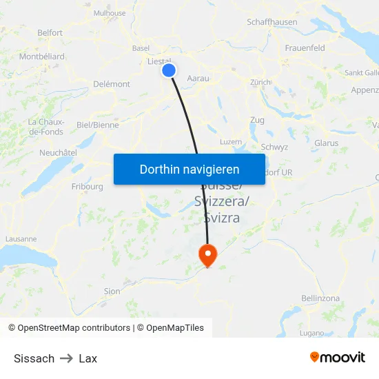 Sissach to Lax map