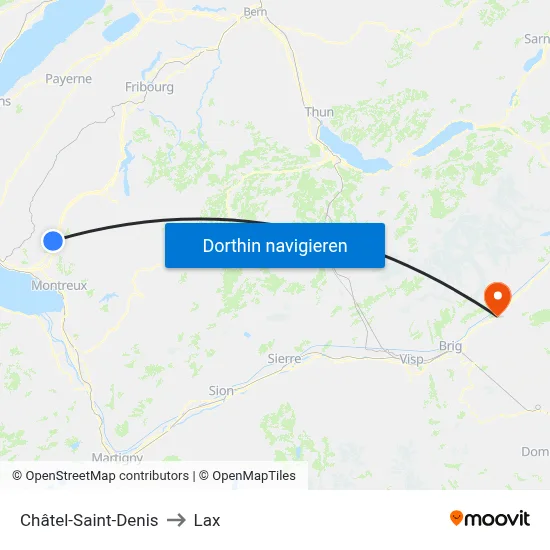 Châtel-Saint-Denis to Lax map