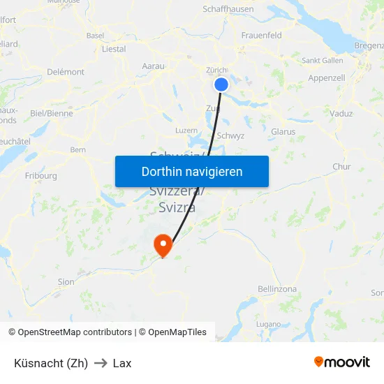 Küsnacht (Zh) to Lax map
