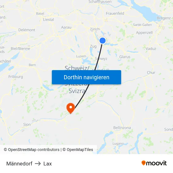 Männedorf to Lax map