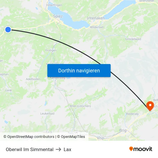 Oberwil Im Simmental to Lax map