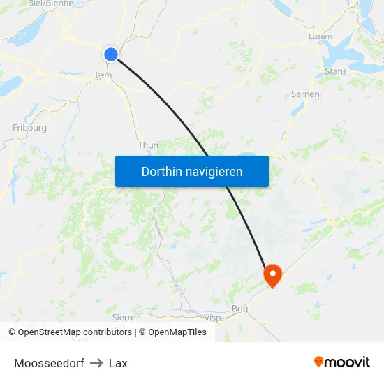 Moosseedorf to Lax map
