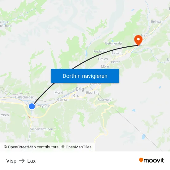 Visp to Lax map