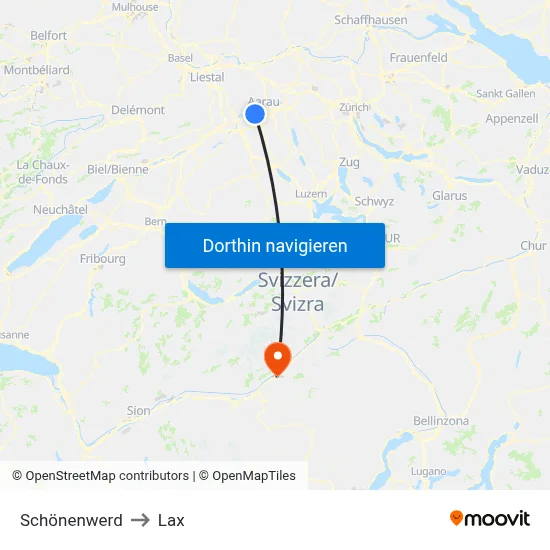 Schönenwerd to Lax map