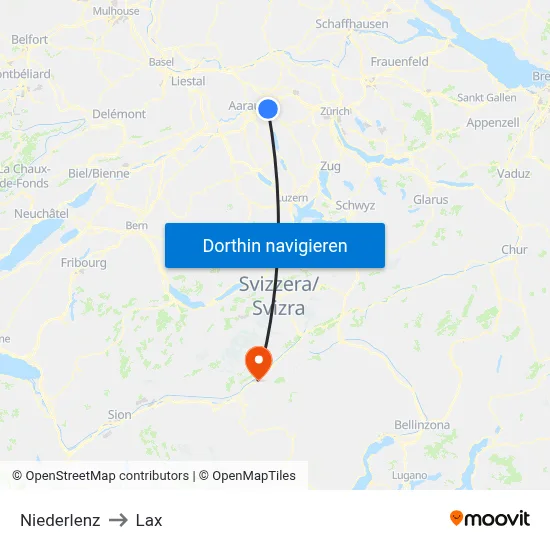 Niederlenz to Lax map
