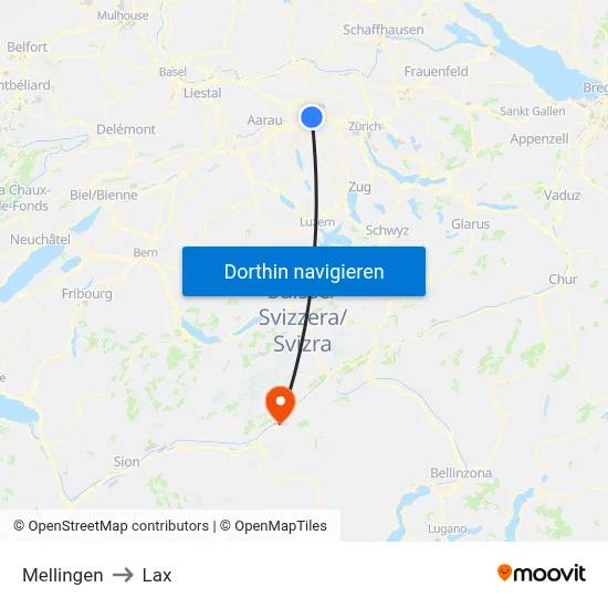 Mellingen to Lax map