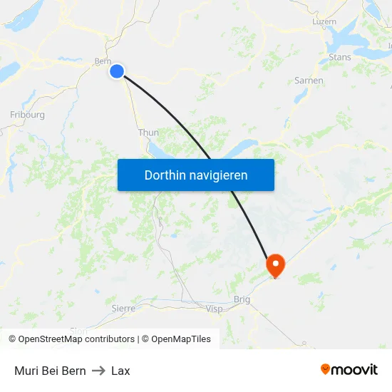 Muri Bei Bern to Lax map