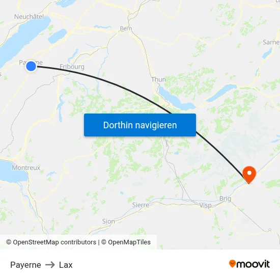 Payerne to Lax map