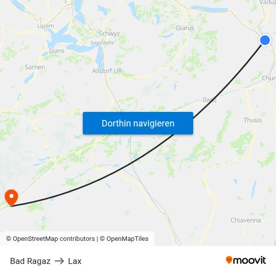 Bad Ragaz to Lax map