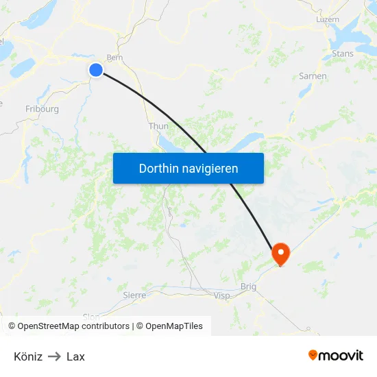 Köniz to Lax map