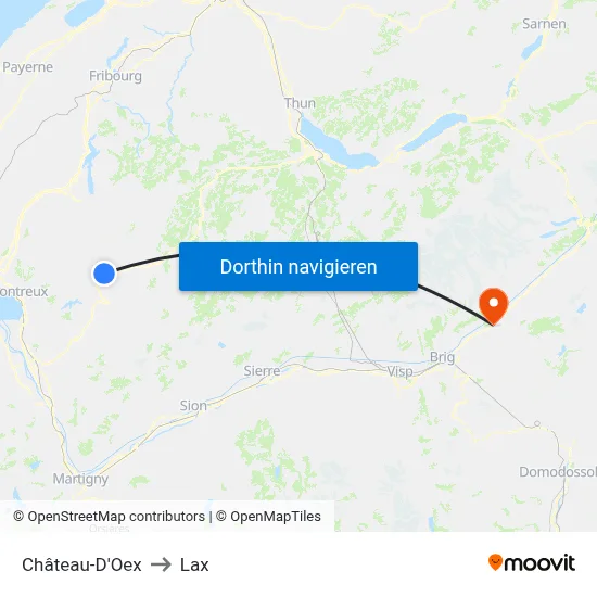 Château-D'Oex to Lax map