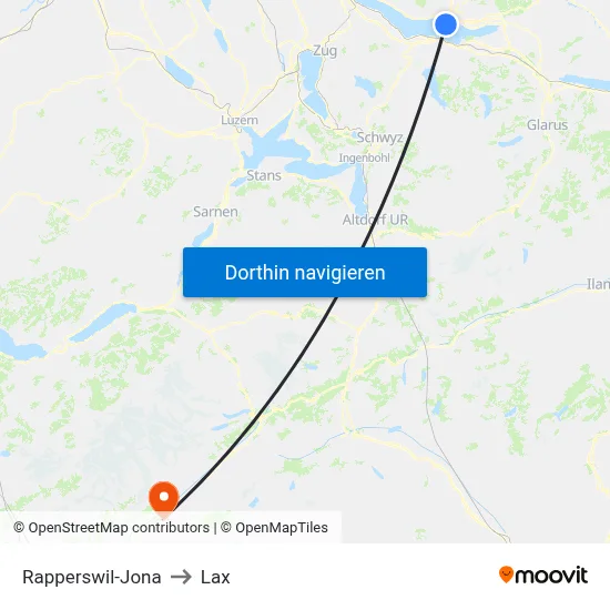Rapperswil-Jona to Lax map