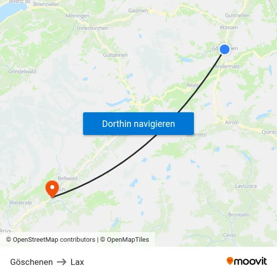Göschenen to Lax map