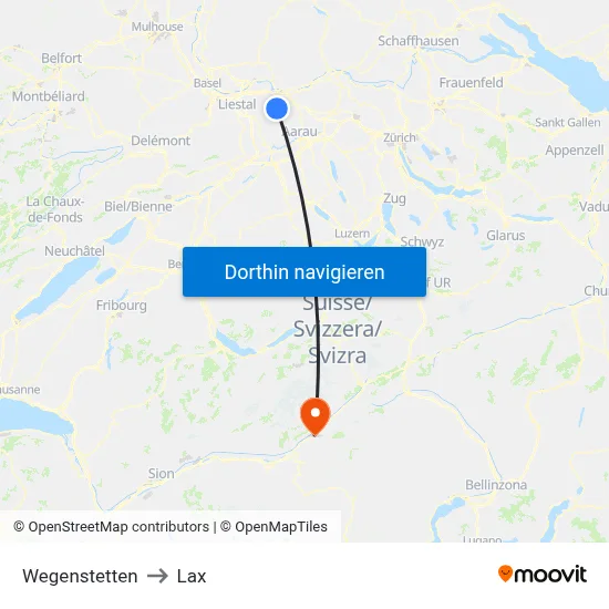 Wegenstetten to Lax map