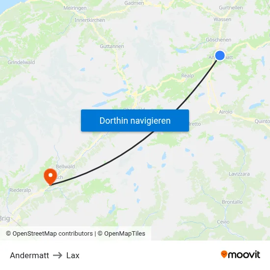 Andermatt to Lax map
