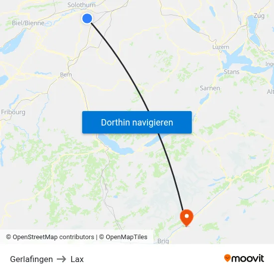 Gerlafingen to Lax map