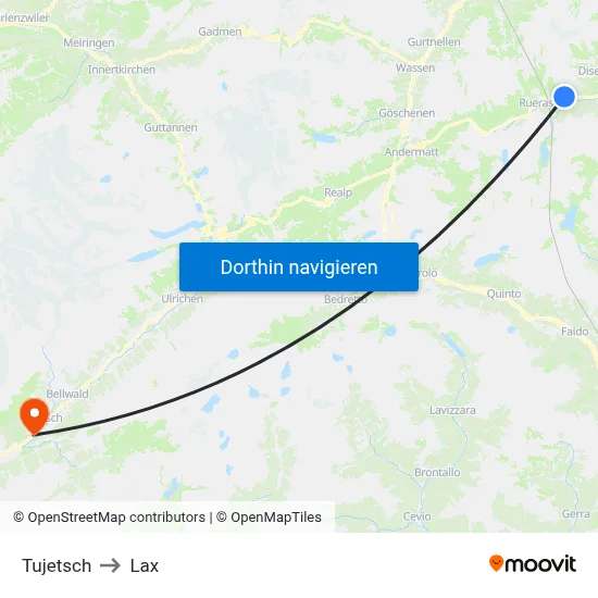 Tujetsch to Lax map