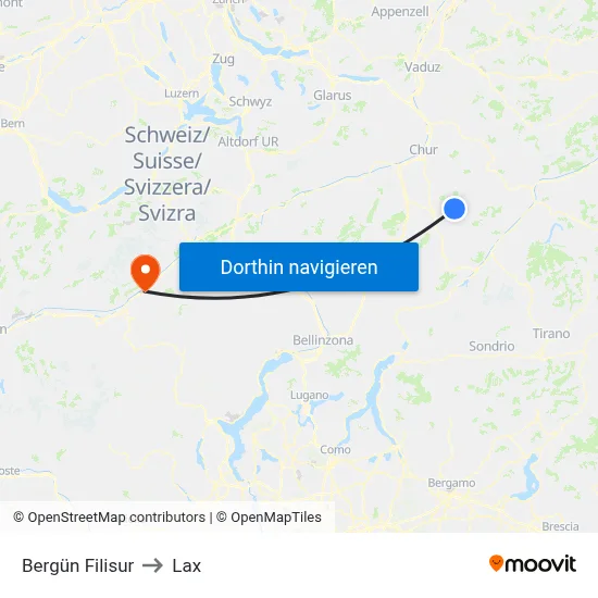 Bergün Filisur to Lax map