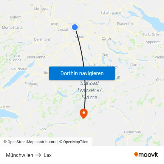 Münchwilen to Lax map